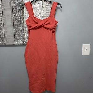 Coral pink midi Bodycon dress